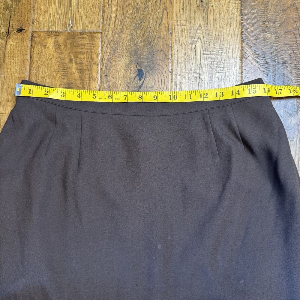 Kasper For A.S.L Chocolate Brown Skirt Suit 2 Pc Set Size 16 Velvet Collar - Picture 4 of 15